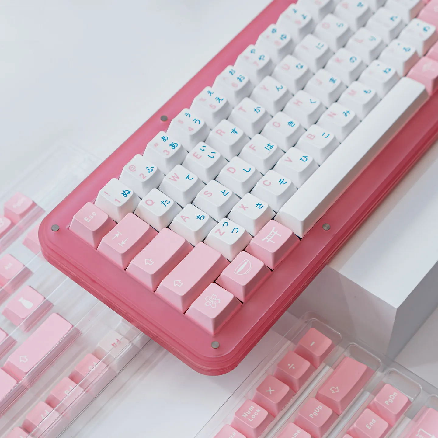 

129 Keys Sakura Japanese keycaps Cherry Profile PBT Dye-Sublimation Custom Keycaps For MX 61/64/87/96/104 Mechanical Keyboard