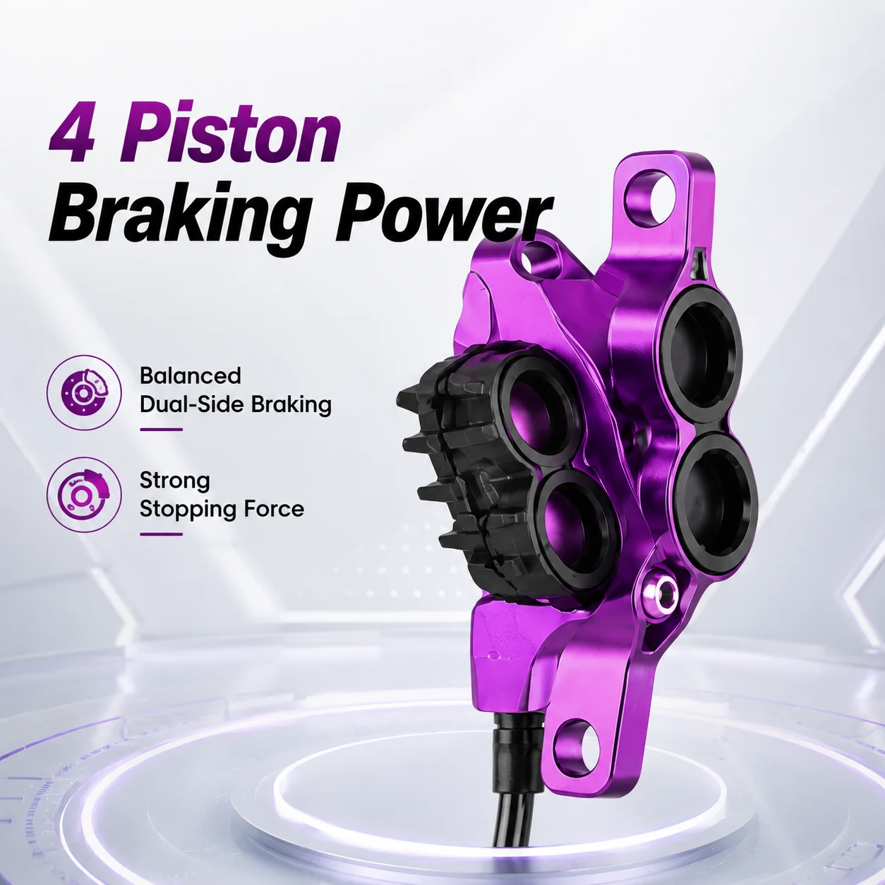 SPEEDONE 4 Piston MTB Hydraulic Disc Brake Set Front Rear Dual-Side Braking Adjustable Lever Heat Dissipation for Mountain Bike
