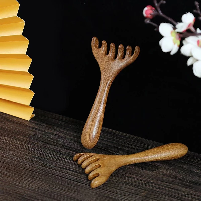 Head Meridian Massage Comb Head Face Scalp Gua Sha Scraping Massager Sandalwood Wide Tooth Facial Guasha Scraping Body Massage