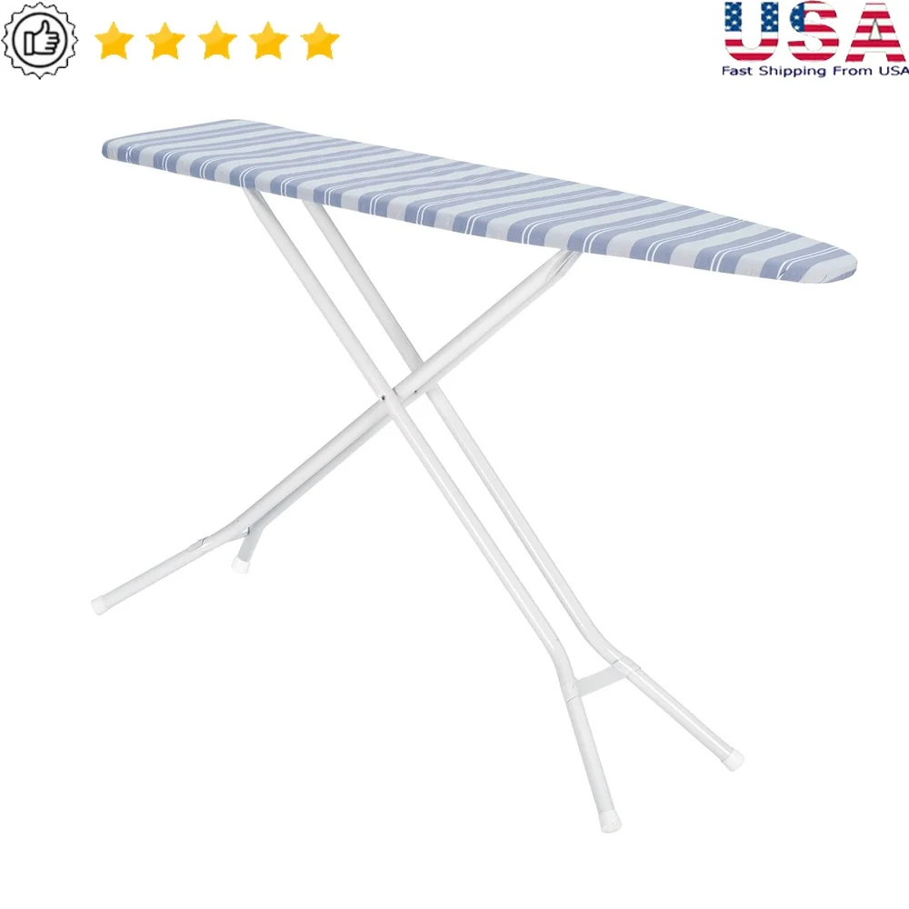 

Гладильная доска с регулируемой высотой, 53x14 дюймов, стальная верхняя часть, хлопковый чехол, пенопластовый коврик, складная стабильная конструкция, экономия места