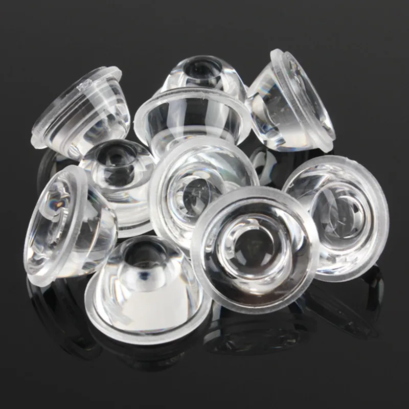 10 개/대 20mm 10/30/60/90/120 학위 광학 유리 led 렌즈 반사판 콜리메이터 1 w 3 w 5 w led 조명 램프 전구 e27 mr16 gu10