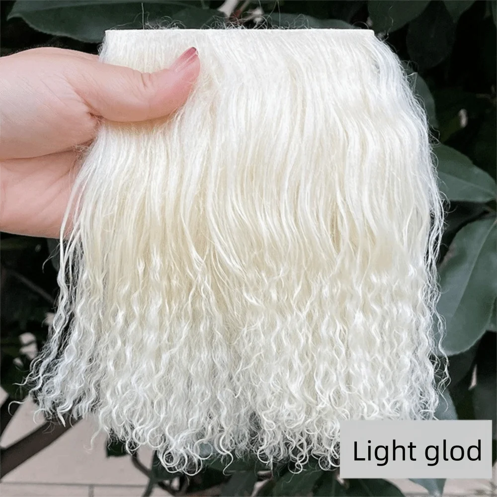Mongolia Fur Sheepskin Wool Extensions Curly Texture Hair Row Lamb Fur Pelt Durable 5*10cm SD Blyth Wigs Doll Toy Accessories