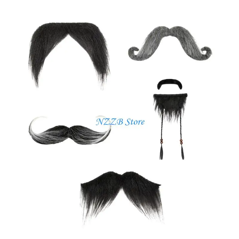 

T21F 3pcs Realistic Plastic False Mustache Costume Accessory Comfortable Wear For Halloween Cosplay And Stage Performances
