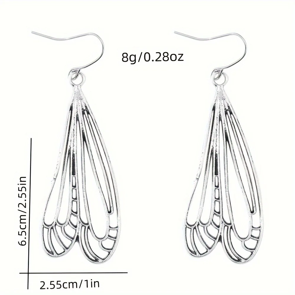 Simple wind dragonfly wings hollow women\'s earrings alloy silver-plated couple girlfriend gift earrings jewelry