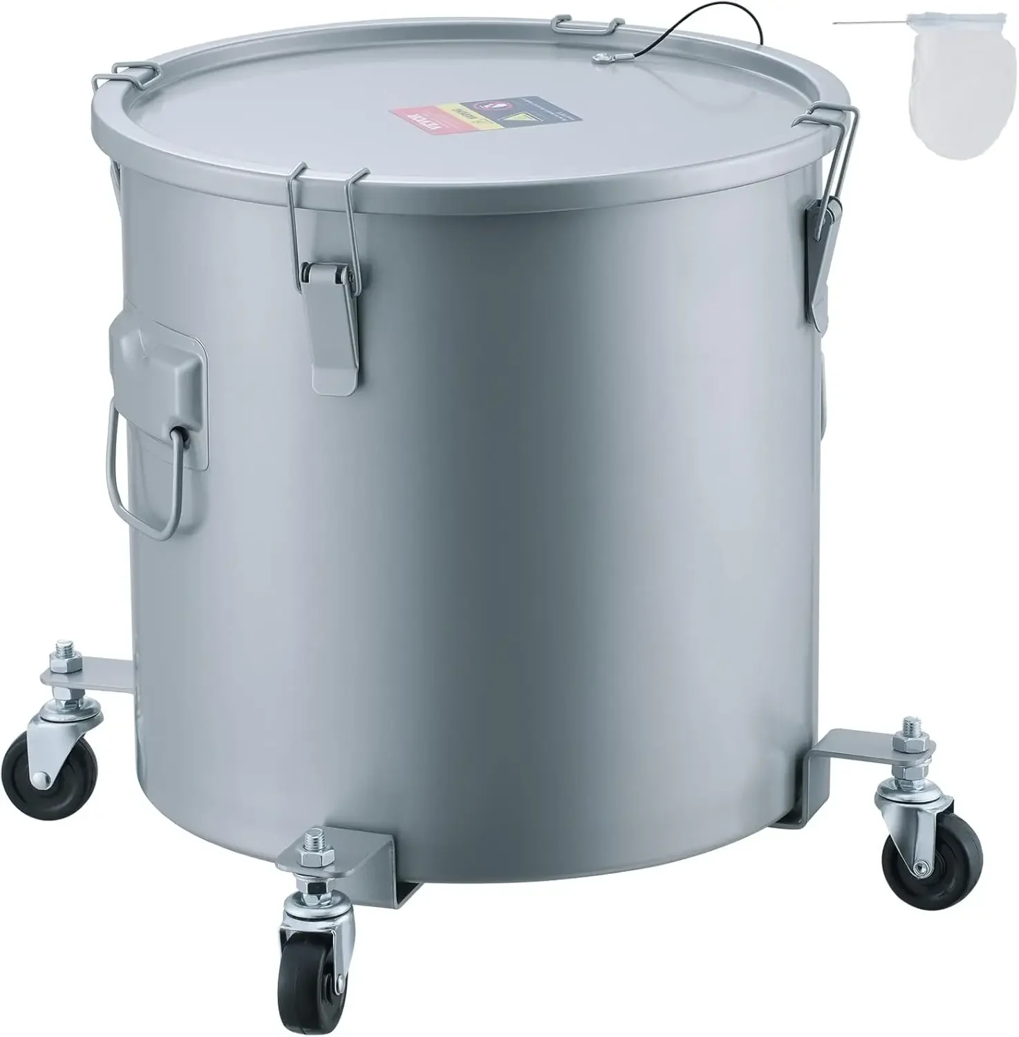 Fryer Grease Bucket, Coated Carbon Steel Oil Filter Pot with Caster Base, Oil Disposal Caddy with 82 LBS Capacity, Transport Con