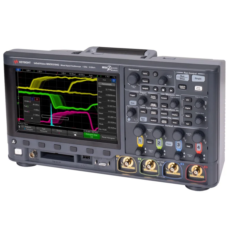 Keysight DSOX3052G oscilloscope:500 MHz 2channels, 4 Mpts memory, 1,000,000 waveforms/sec update rate,8.5-in touch screen