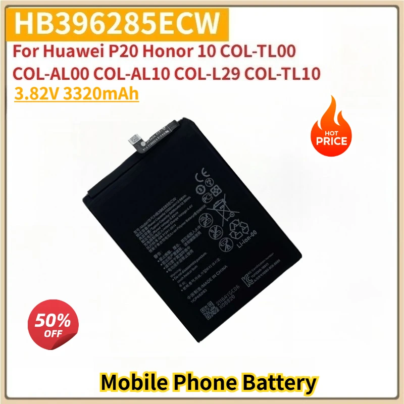 

Новый сменный аккумулятор для мобильного телефона HB396285ECW 3,82 В 3400 мАч для Huawei P20 Honor 10 COL-TL00 COL-AL00 COL-AL10 COL-L29