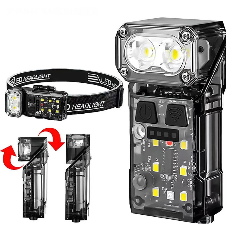 LED Sensor Outdoor Strong-light-powered Long-range Lithium Battery Outdoor Head-mounted Lighting Lamp Flashlight