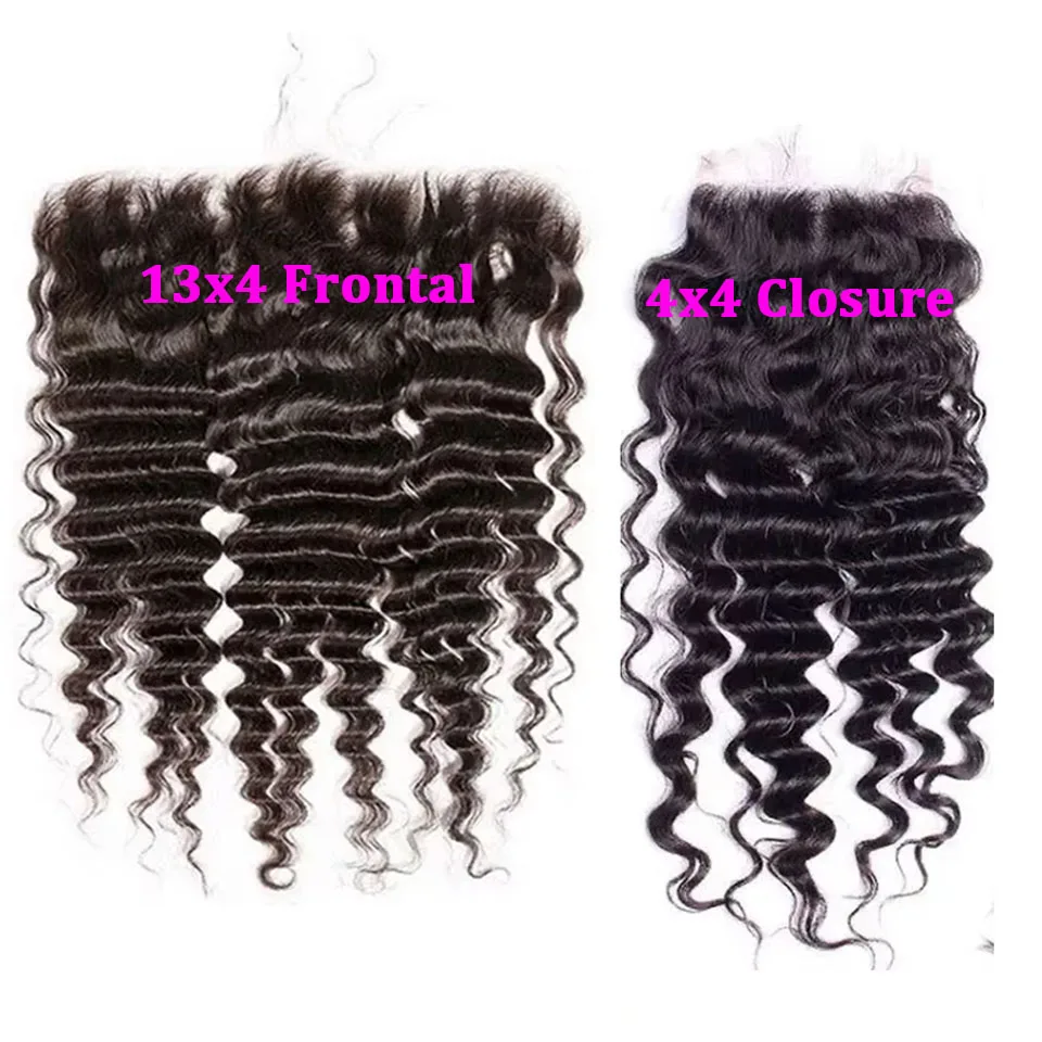 

Накладка из натуральных волос Deep Wave HD Lace Closure 4x4, 13x4, глубокая кудрявая, с HD-кружевом, предварительно выщипанная, только 4x4, 13x4