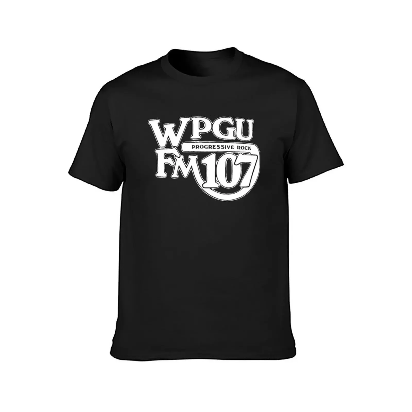 WPGU Progressive Rock Radio — Original 1970's Retraced Logo T-Shirt plus sizes vintage t shirts tees Men's cotton t-shirt