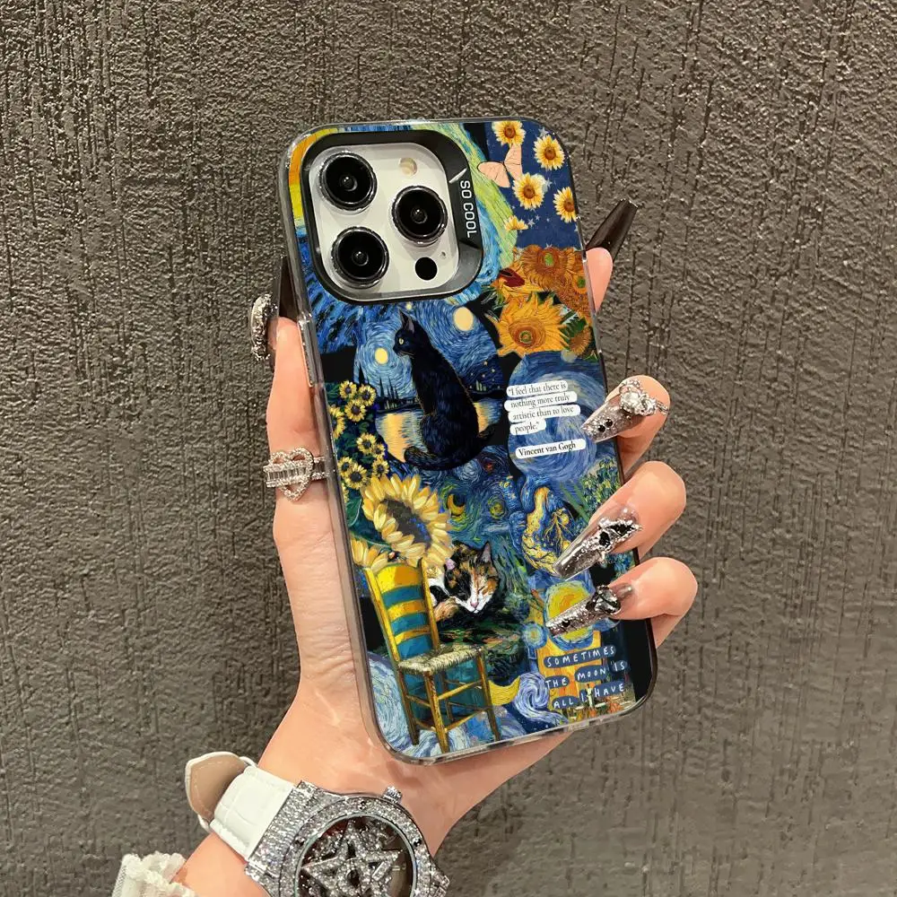 

Cat Starry Sky Oil Painting Mobile Phone Case is suitable for iPhone 16 17 15 14 13 12 11 Pro/ Max/Plus Anti-fall and Shock