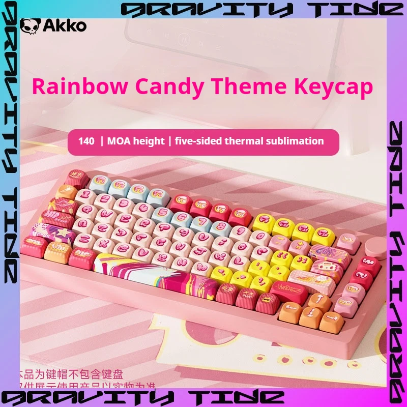 Moa Keycaps Rainbow Candy Keycaps Pbt Material Mechanical Keyboard Keycaps 146 Keys Heat Sublimation Candy Mechanical Keycaps