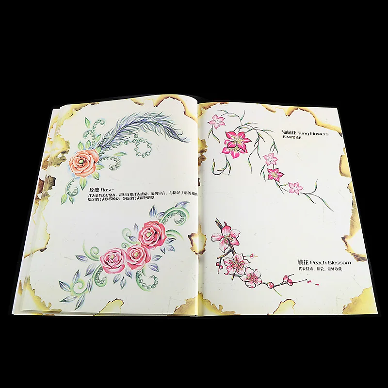 

A4 Tattoo Stencils for Beginners - Album Book Flowers Manuscripts Peony Lotus Rose Drawing Pattern Design Templates