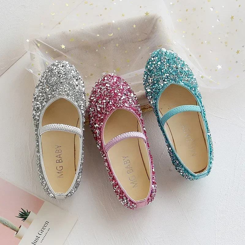 

Autumn New Girls Princess Shoes 2025 Sequin Children Performance Shoes Shallow Breathable Kids Ballet Flats Fashion Girls Shoes