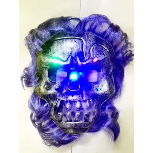 Aydınlı Party Halloween Halloween Luminous Skull Mask Purple Hair