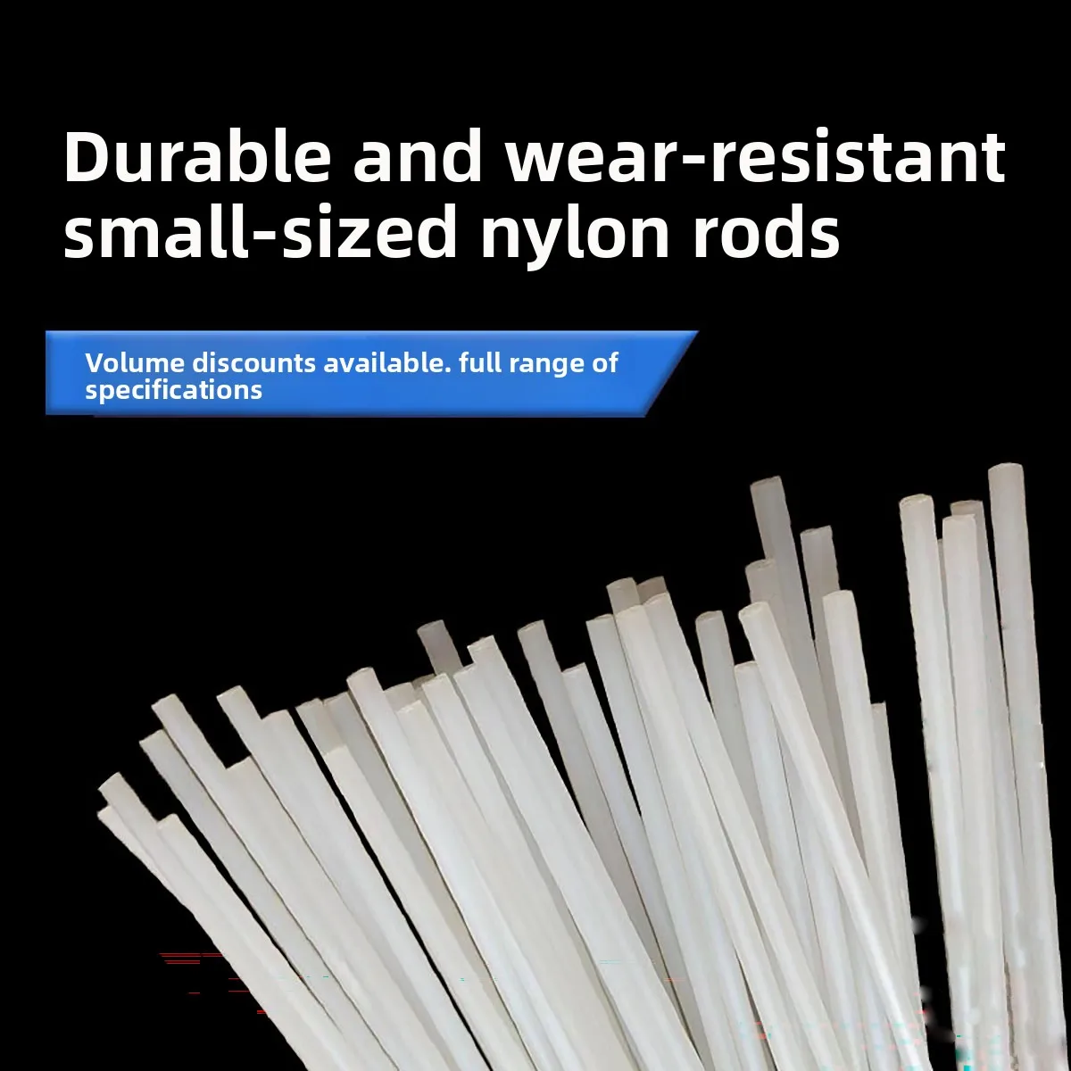 White PA6 Nylon Rod Wear Resistant Solid Plastic Bar Dia 3-15mm