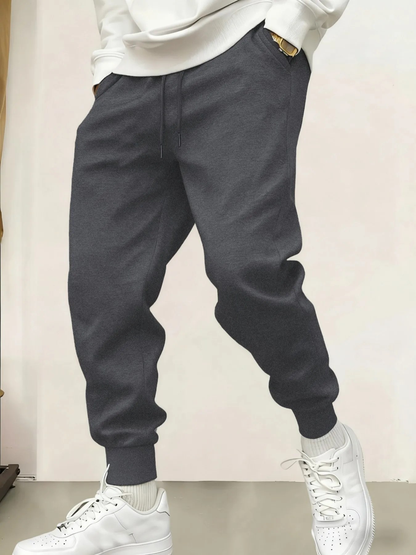 

Mans Sweatpants Solid Casual Pant Sports Jogging Trousers Soft Loose Versatile Long Pants Autumn Fashion Street Trouser