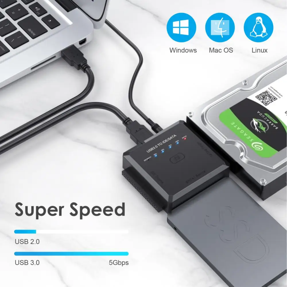 

Usb Sata Cable Adapter One-click Backup Function Sata Converter Usb3.0 To Ide Support 2.5 Or 3.5inch External Ssd Hdd Sata