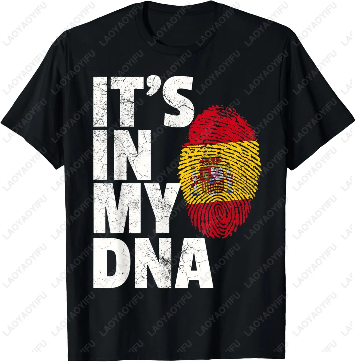 IT'S IN MY DNA Spanish Spain Flag Graphic Printed T Shirt Casual Fashion Loose Harajuku Man Tshirt Summer Cotton Women Clothing