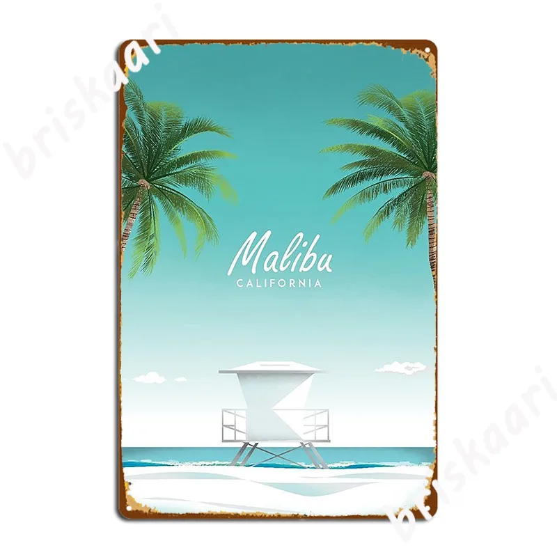 Malibu California Beach Poster Metal Sign Wall Cave Garage Club Funny Wall Decor Tin Sign Poster