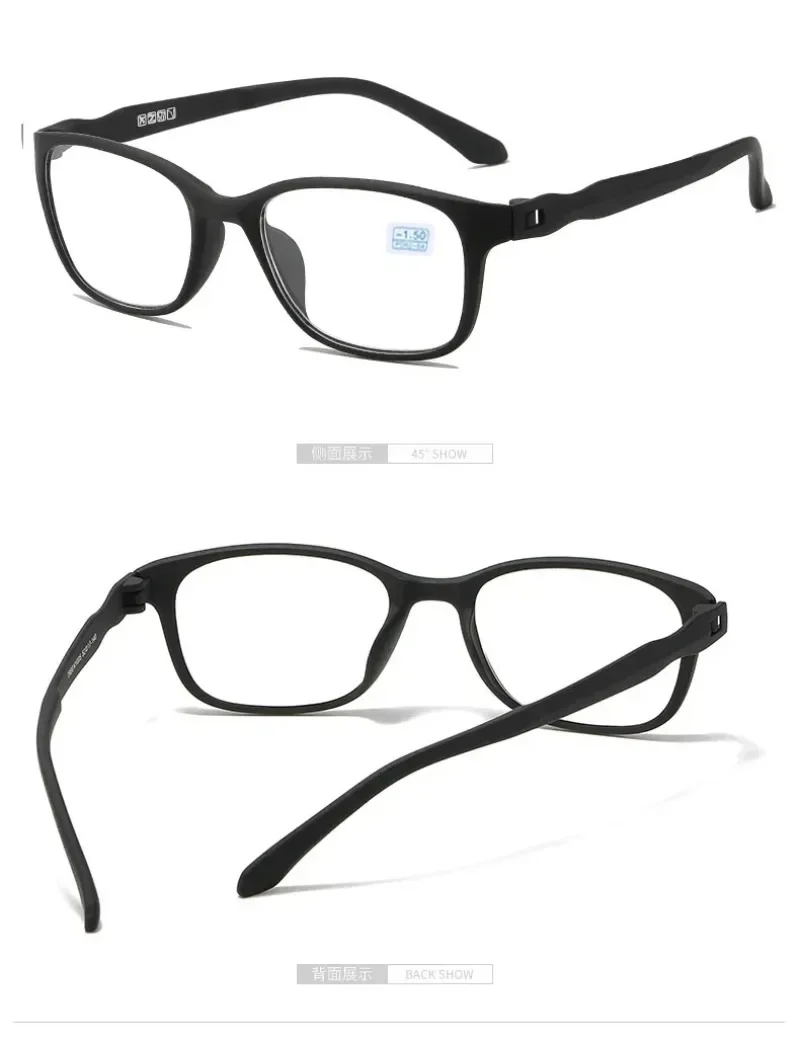 Unisex Fertig Myopie Brille Schwarz Männer Business Ultraleichte TR90 Brillengestell Brille Frau Blaulichtbrille 0-0,5 bis -6,0 – Detail 12