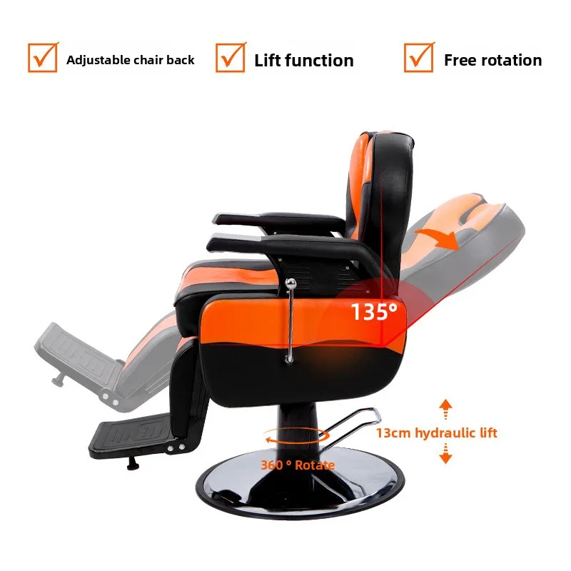LMM hair salon chair hydraulic lift 360 ° rotation can be reclined hair salon special hair chair