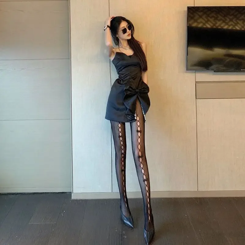 Women Sexy Fishnet Bowknot Hole Design Tights Ladies Slim Legs Mesh Long Body Stockings Party Hottie Hosiery Girlfriend Gifts