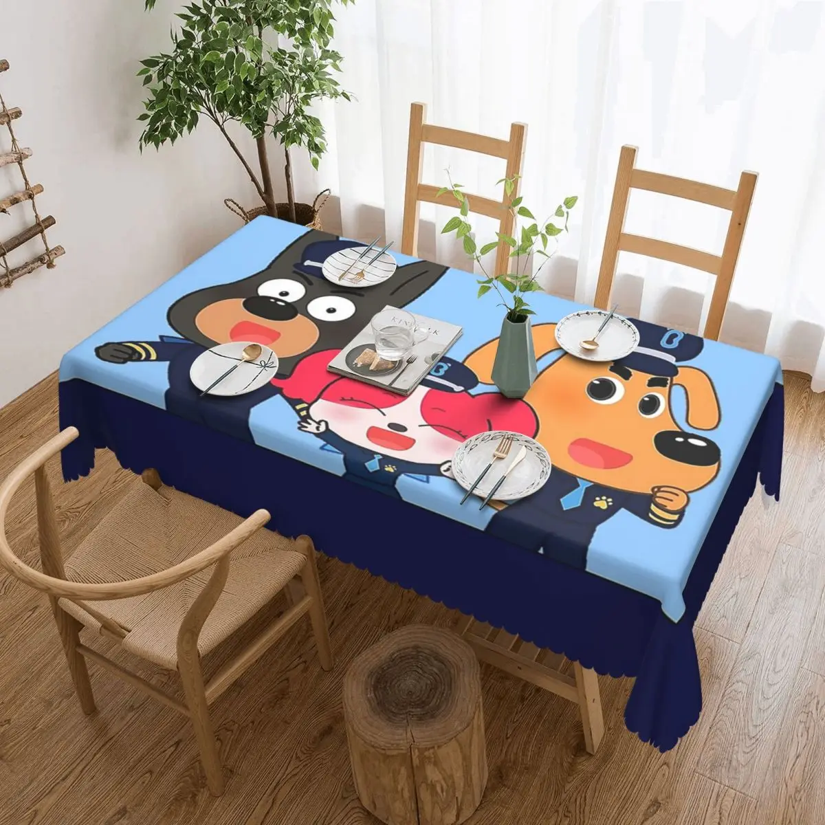 Sheriff Labrador Customized Rectangular Tablecloth Oilproof Table Cover for Festival Party Decorations Table Cloth