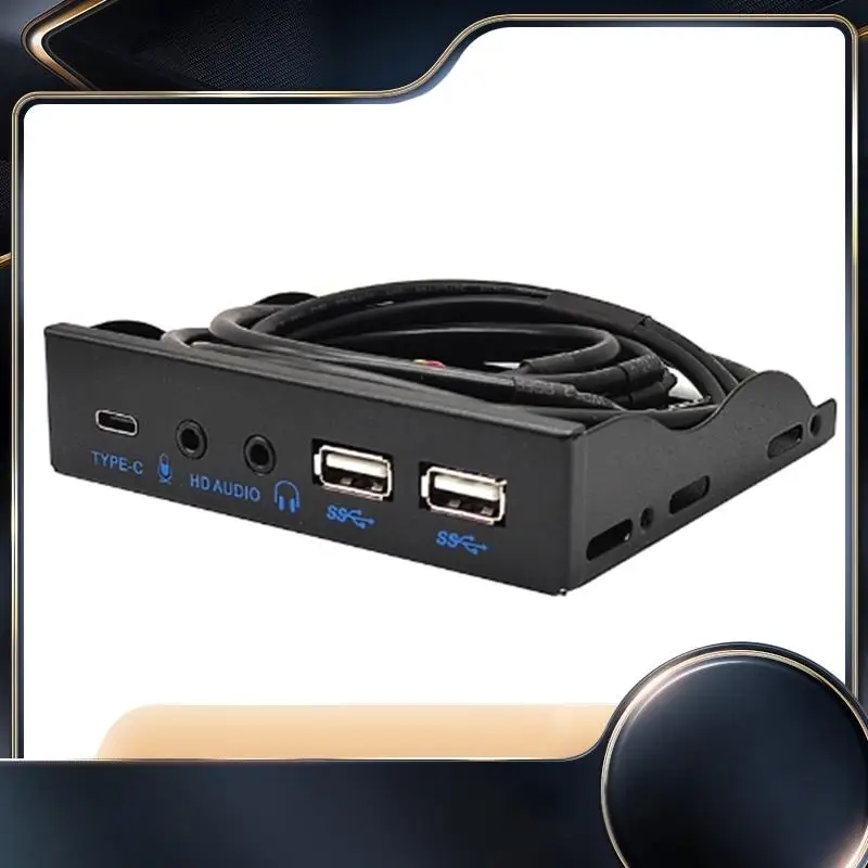 

USB Front Panel For PC USB3.2 Gen2 10Gbps Type C + 19Pin 2Port USB3.0 Hub + HD Audio 3.5Mm Earphone MIC Accessories