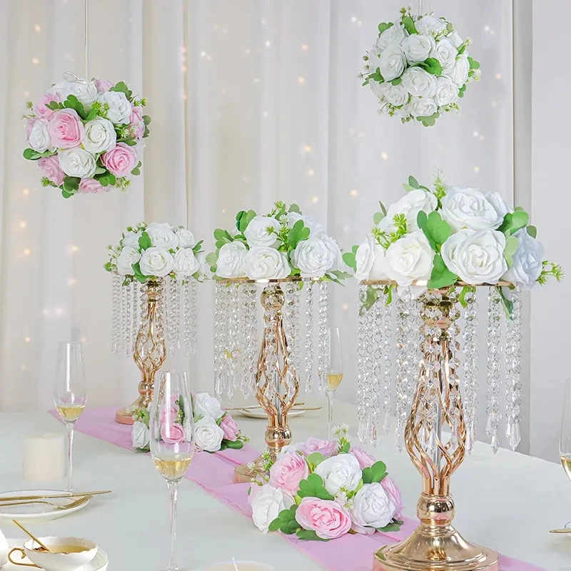 

10pcs H30cm/100cm Wedding Party Table flower stand Centerpieces Decoration Metal Crystal Flower Rack Holder Stand Road Lead 2926