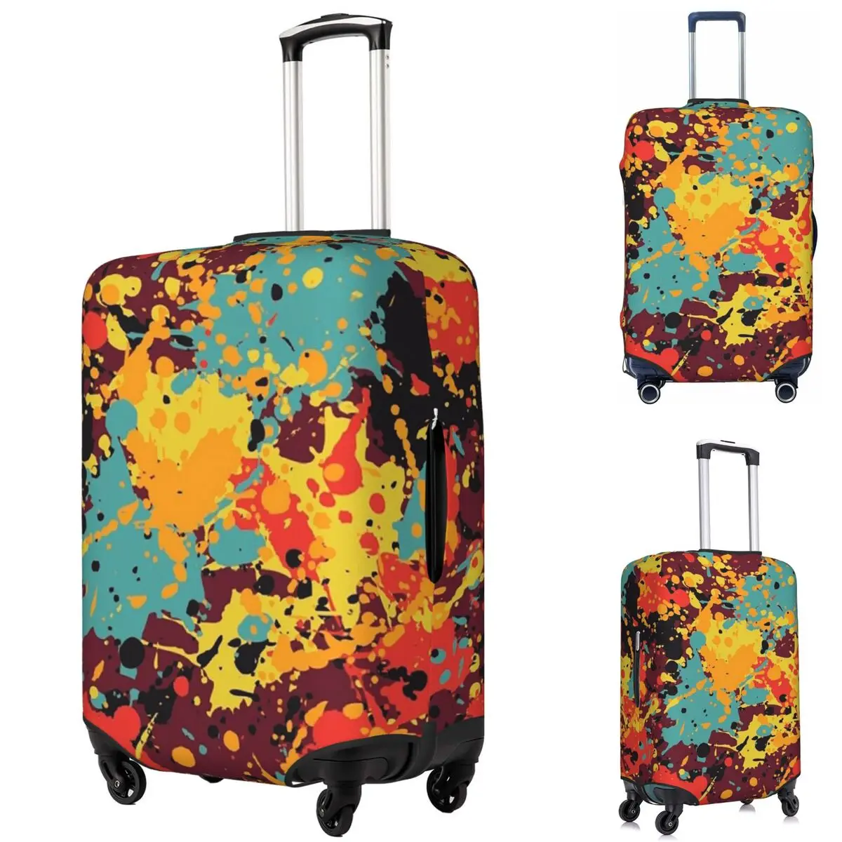 

Colorful Pop Art Abstract Camouflage Graffiti 1 Suitcase Cover Protection Elastic Travel Luggage Protector Covers for 18-32 Inch