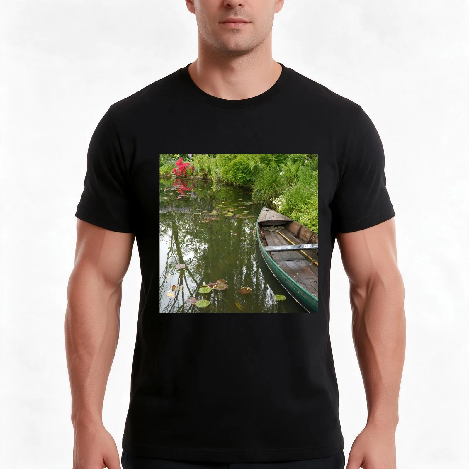 Monets Garden 3 T-Shirt Summer Casual Cotton Tee Oversized Streetwear Tops Vintage Graphic Print Loose Fit Short Sleeve