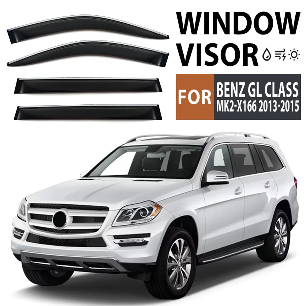 

Chrome Strips Rain Guards for Mercedes-Benz GL GLS X166 2013-2019 Window Visor Wind Deflectors Door Visor Vent Shades Ventvisor