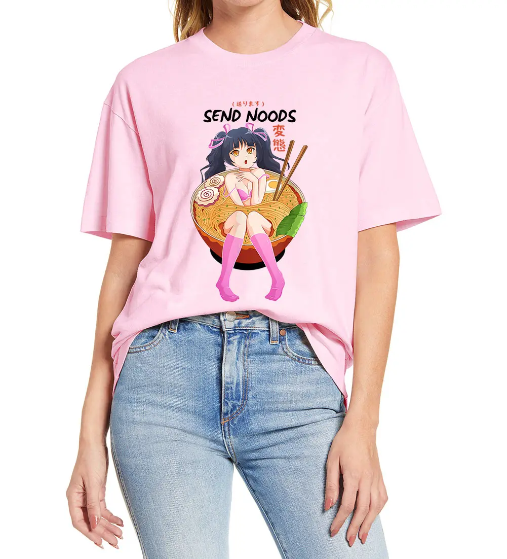 

Send Noods Anime Henta Ramen Noodle Bowl abu abu T-irt Men's Faion Cotton Long Sve Tight Fit T-irt Autumn Wear