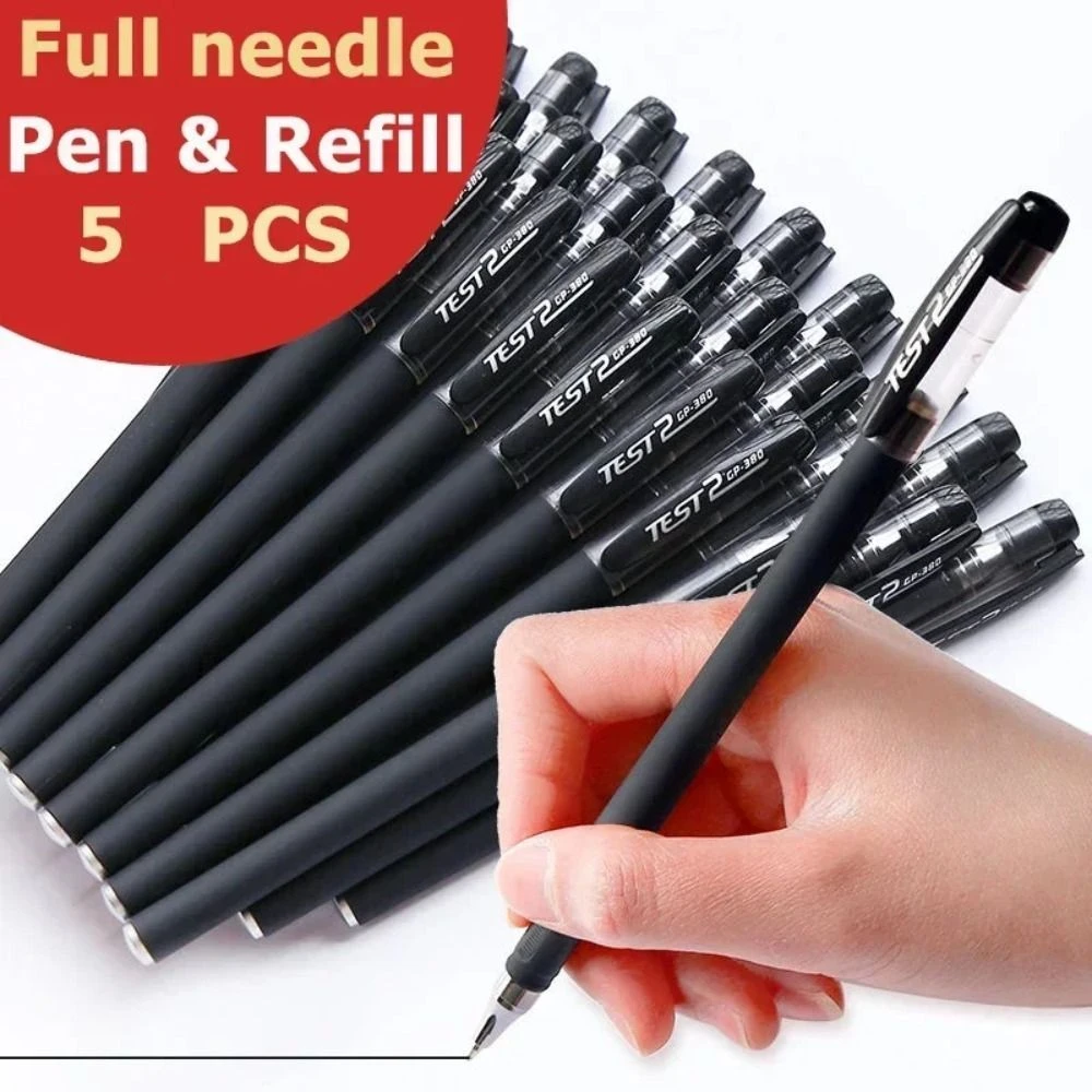 5pcs Office Accessories 0.5mm Gel Pen Black/Blue/Red Neutral Pens Ballpoint Pens Frosted Signature Carbon Pen Drawing