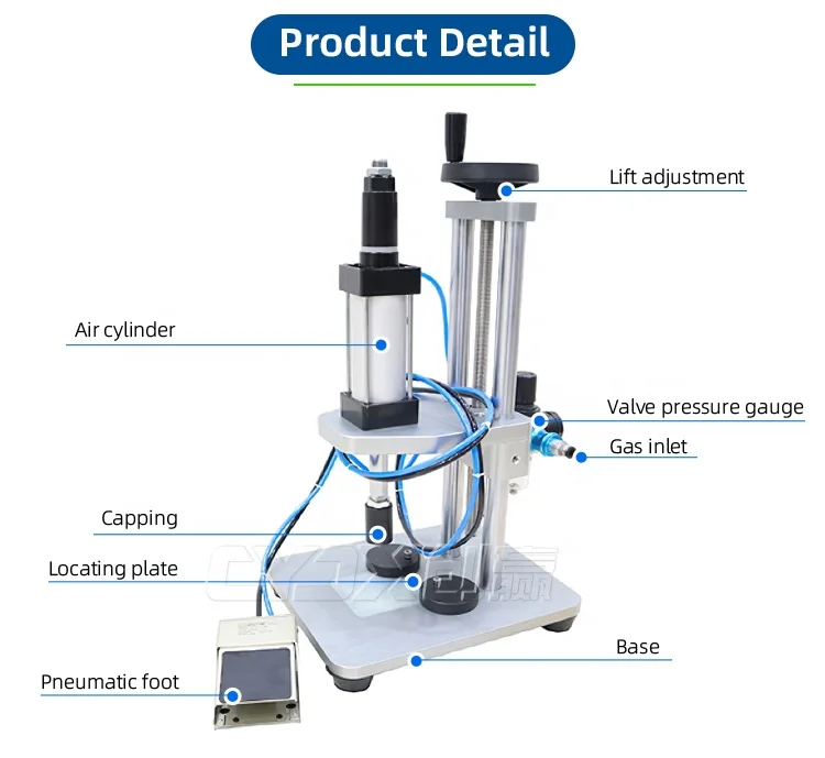 CYJX Pneumatic Small Perfume Bottle Pump Machine Crimping Sealing Closing Manual Semi-auto Perfume Crimping Machine