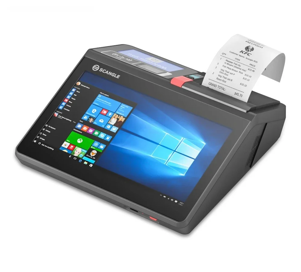 Caixa registradora de pedido de ponto final do sistema POS de toque de impressão 80 em inglês de 11,6 polegadas