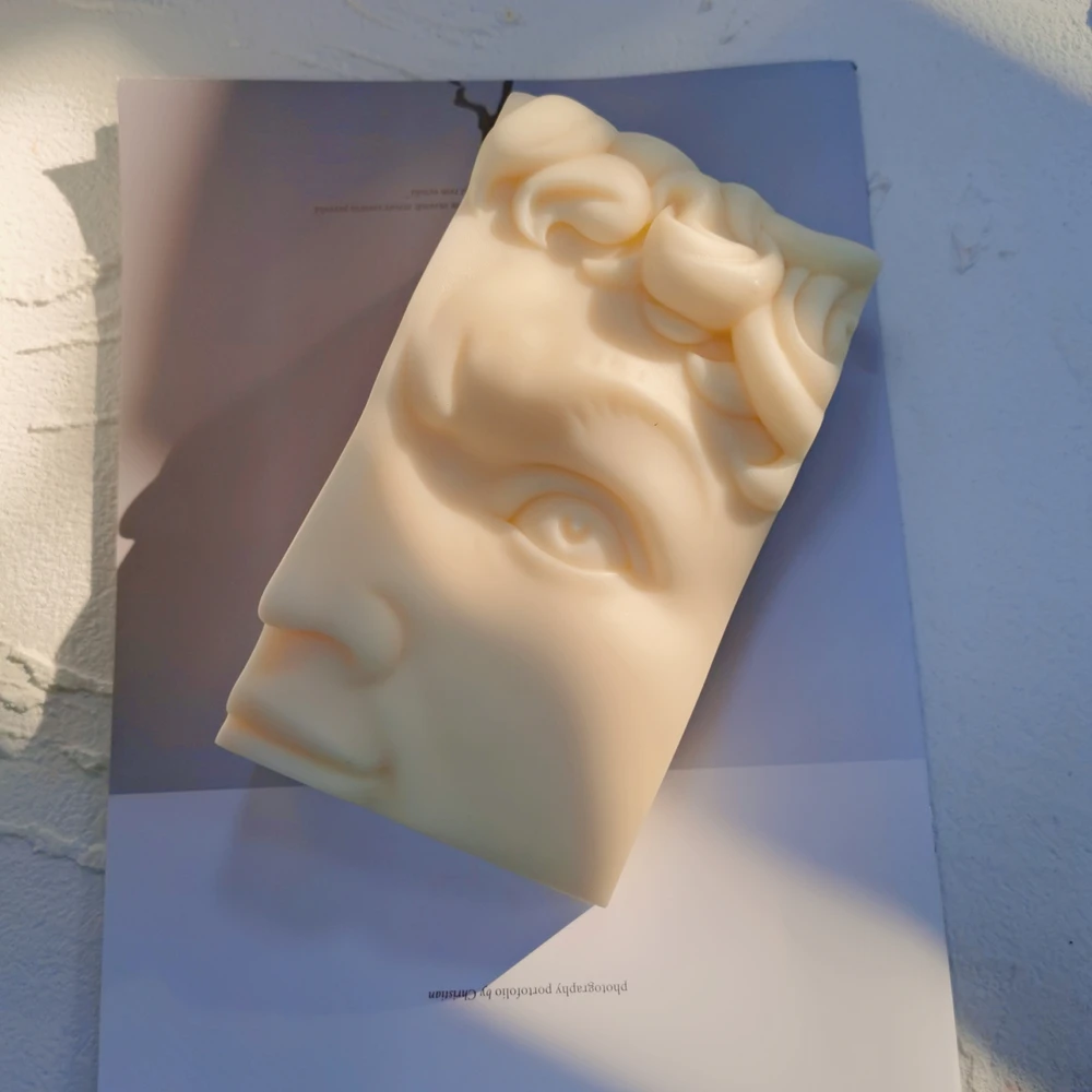 Greek Statue Sculpture Half Head Lips Mouth Hercule Candle Mold Body Art David Face Silicone Mould - Image 5