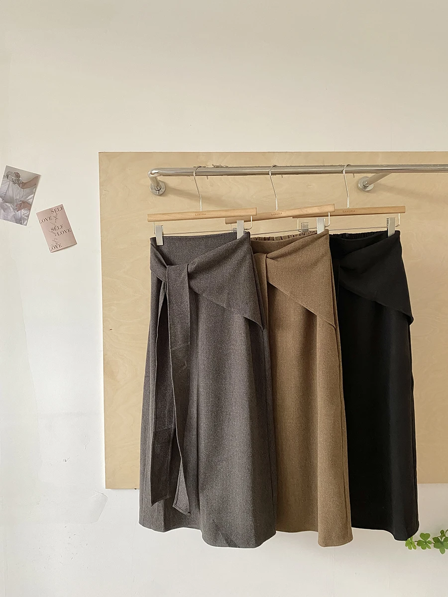 Fashionable High Waist A-Line Skirt Women's Woolen Midi Skirt Slimming Versatile Autumn Winter New Arrival Korean Style