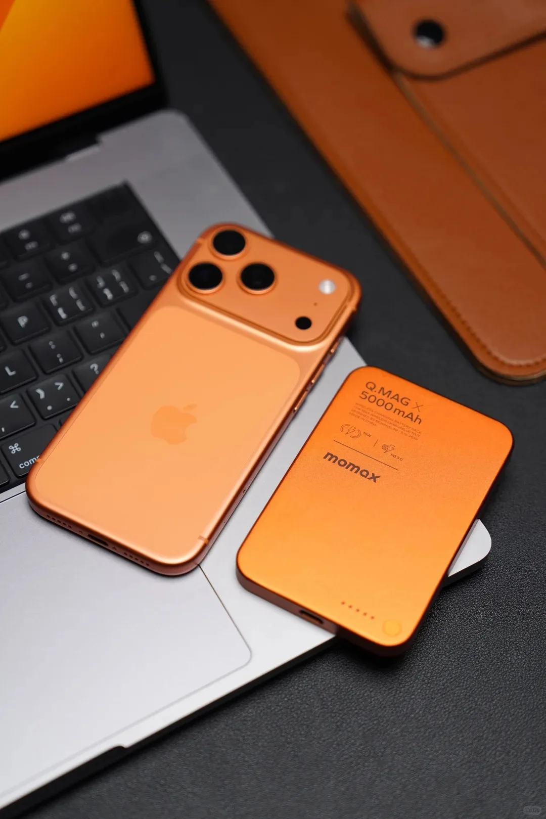 

MOMAX Магнитное притяжение Беспроводной мобильный внешний аккумулятор 5000 мАч Оранжевый MagSafe Ультратонкий металлический аккумулятор с быстрой зарядкой для Iphone
