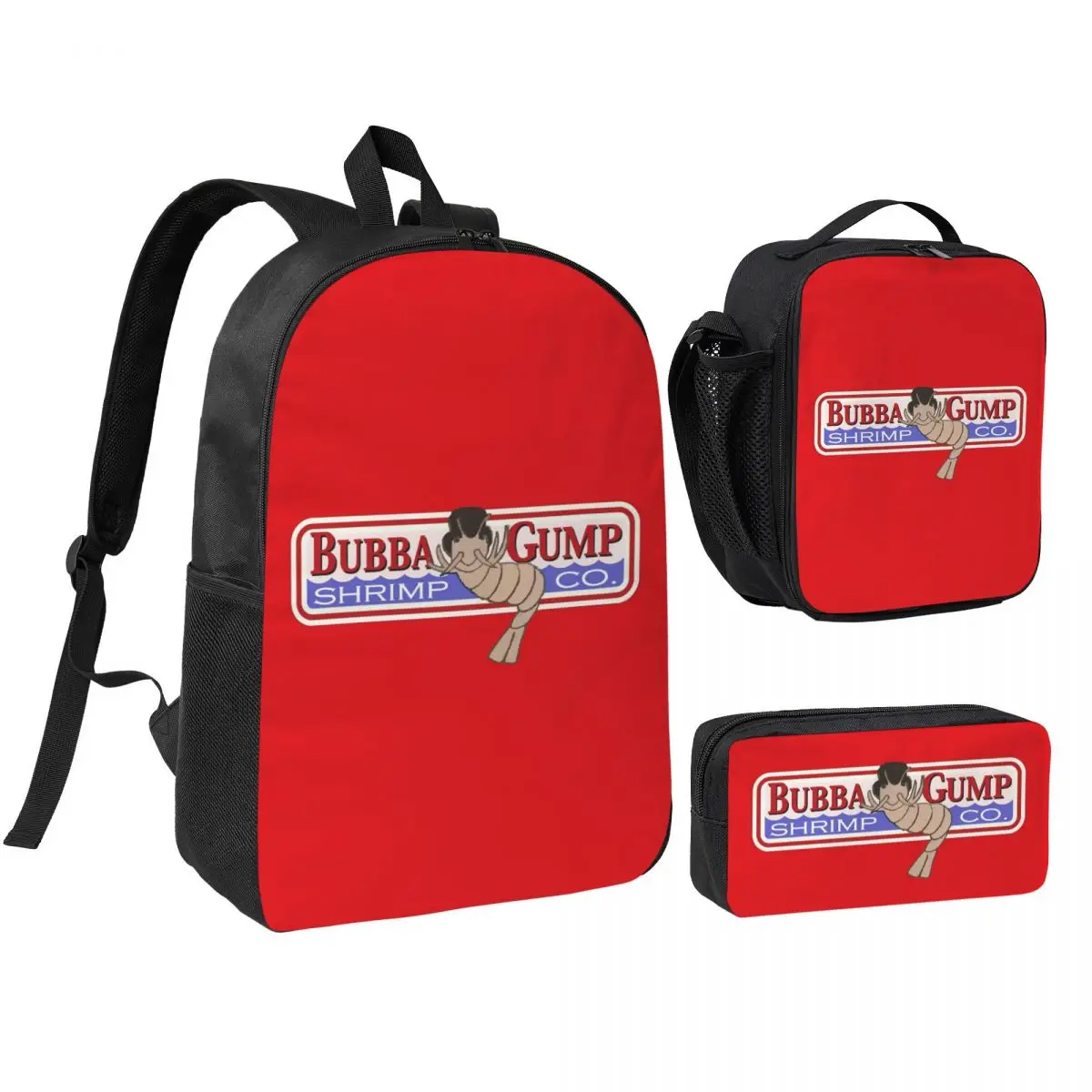 Mochila Bubba Gump Shrimp Forrest Movie Geek, mochila para estudiantes, bolsa escolar, bolsas de hombro, 3 piezas, bolsa térmica para el almuerzo, estuche para lápices