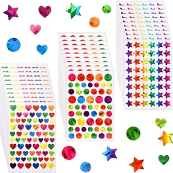 Sparkly Holographic Round Dot Heart Star Stickers for Kids Student Rewards Glitter Foil Behavior Reward Chart Decoration Decals