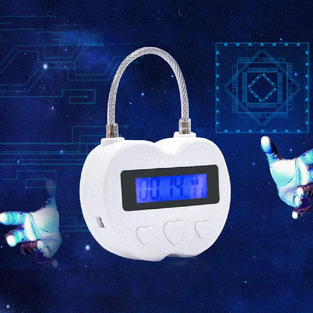 B64CSmart Time Lock LCD Display Time Lock Multifunction Electronic Timer,Waterproof USB Rechargeable Temporary Timer Padlock