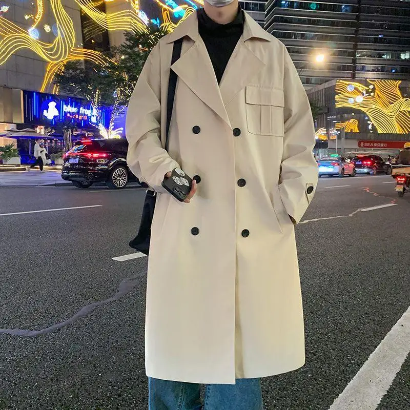 

Trench Coats Beige Man Fur Regular Swimming Cityboy Type Large Casual Cotton-Padded Splicing Blends Autumn Winter Fall Spring