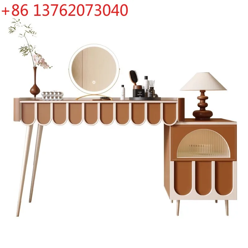 

Modern simple saddle leather new mirror chest integrated storage desk small makeup table