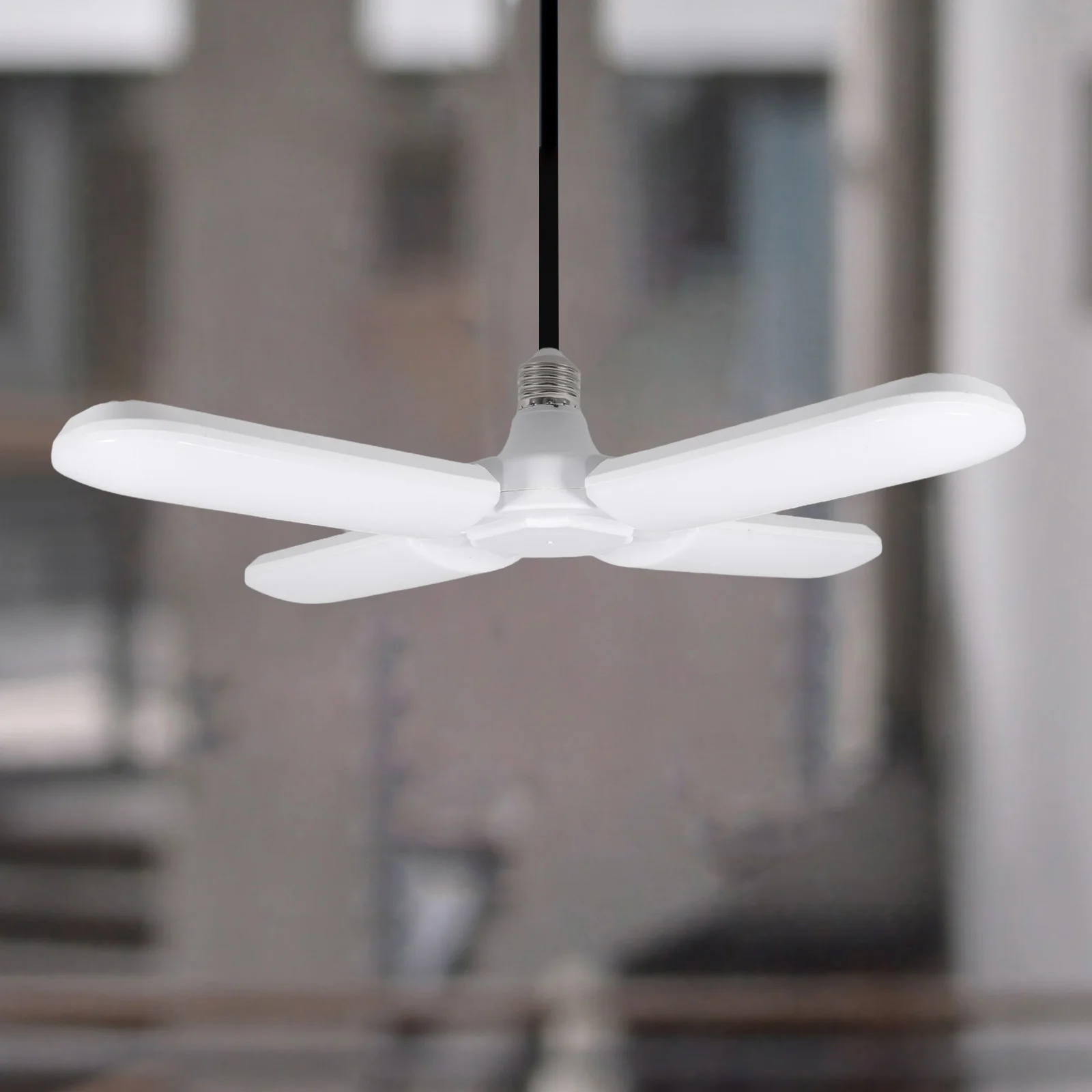 

Four-Leaf Foldable E27 LED Garage Light High Transparency Shade for Workshop Basement Bright Lighting Canopy Camping Lantern