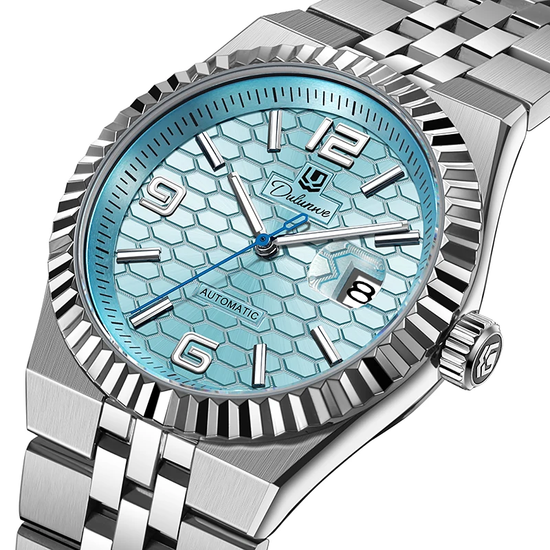 

Роскошные автоматические механические мужские часы с датой, мужские часы из нержавеющей стали, водонепроницаемые светящиеся деловые часы для мужчин, Reloj