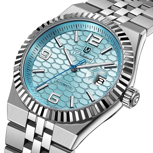 Reloj mecánico automático de lujo para hombre, Reloj de acero inoxidable con fecha, relojes de negocios luminosos resistentes al agua para hombre