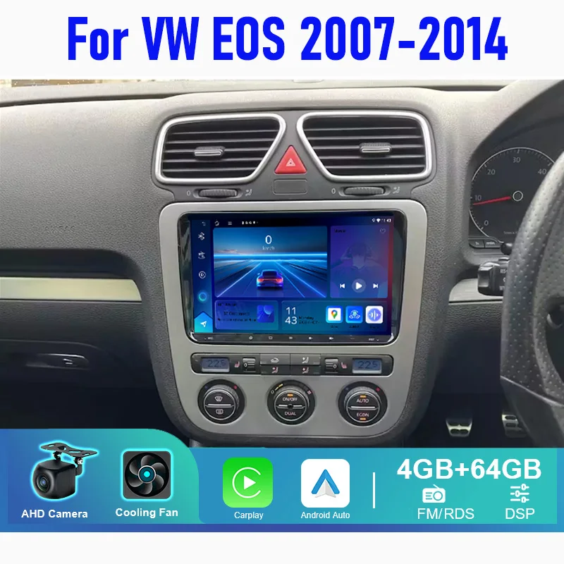 

9'' For VW EOS 2007-2014 Car Radio Stereo Head Unit Carplay Apple Android 13 Intelligent System Multimedia Player GPS BT WIFI