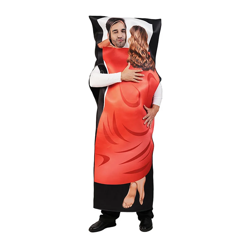 Adult Funny Red All In One Comedy Fancy Dress Up per Halloween Carnival 2 nel Costume da letto per uomo